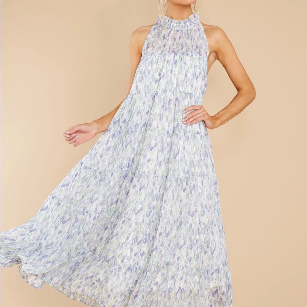 Red Dress Boutique Petals Shower Blue Multi Colored Maxi Dress